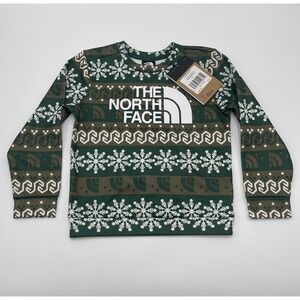 The North Face Toddler Surgent Crew Sweatshirt‎ 4T Green Holiday Pajamas Top NEW
